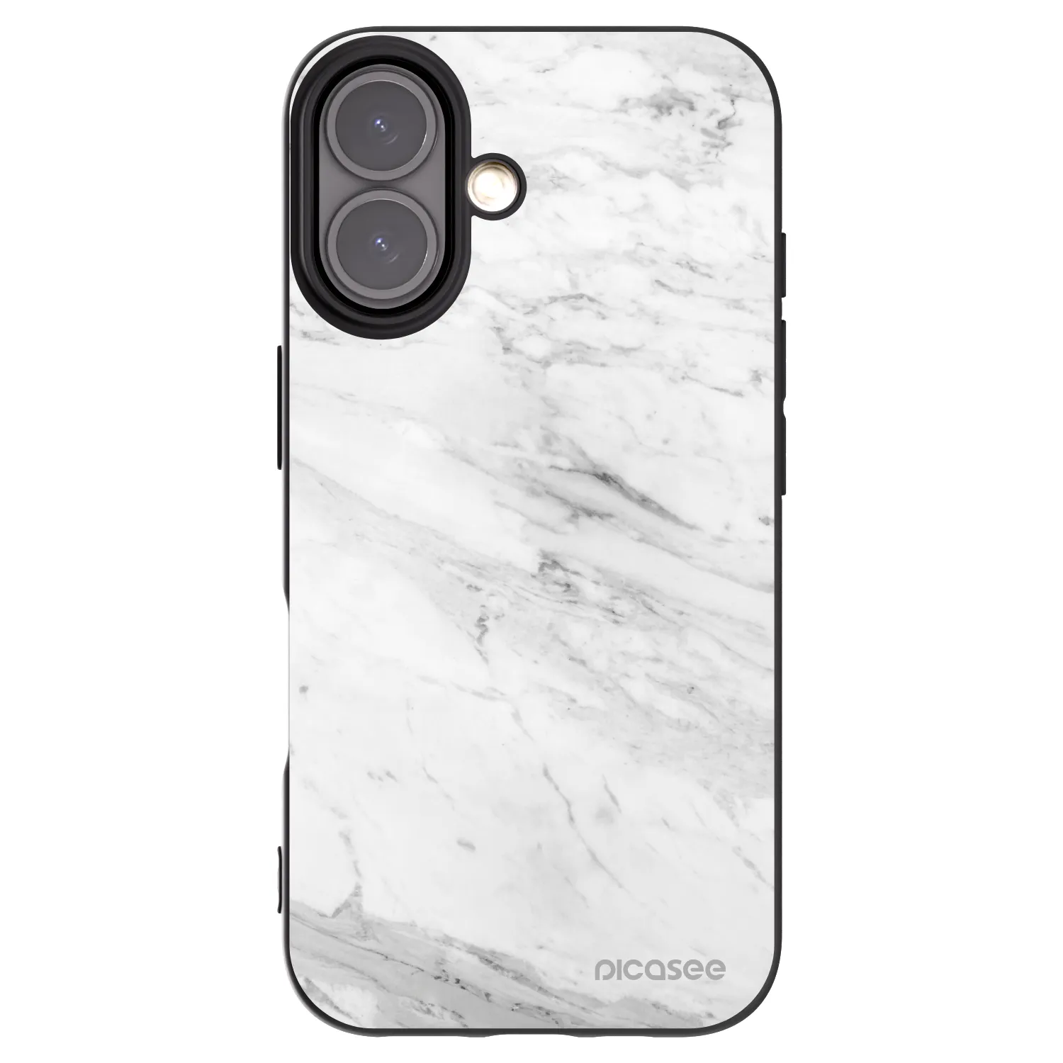 Picasee silikonový černý obal pro Apple iPhone 16 - White marble
