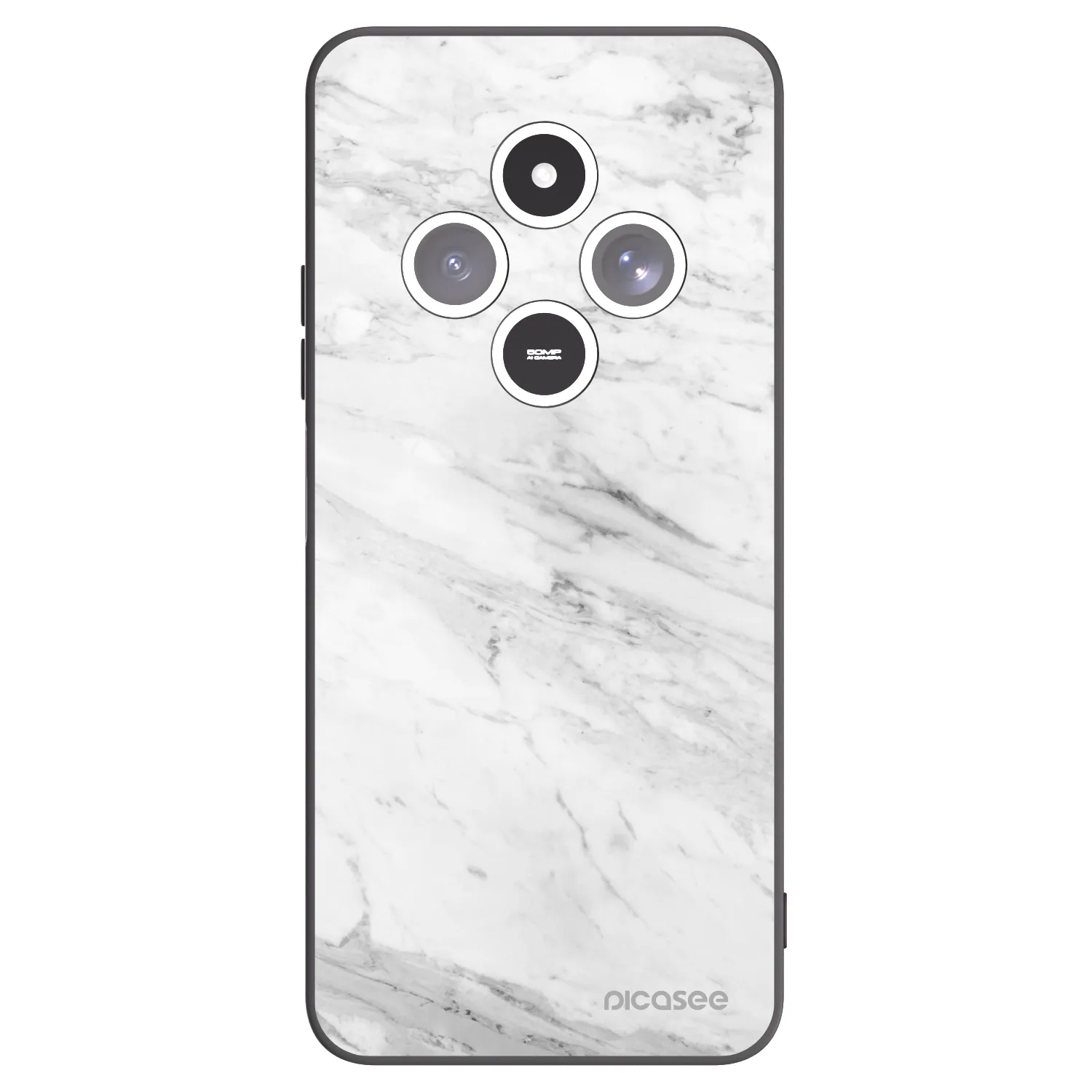 Picasee silikonový černý obal pro Xiaomi Redmi 14C - White marble