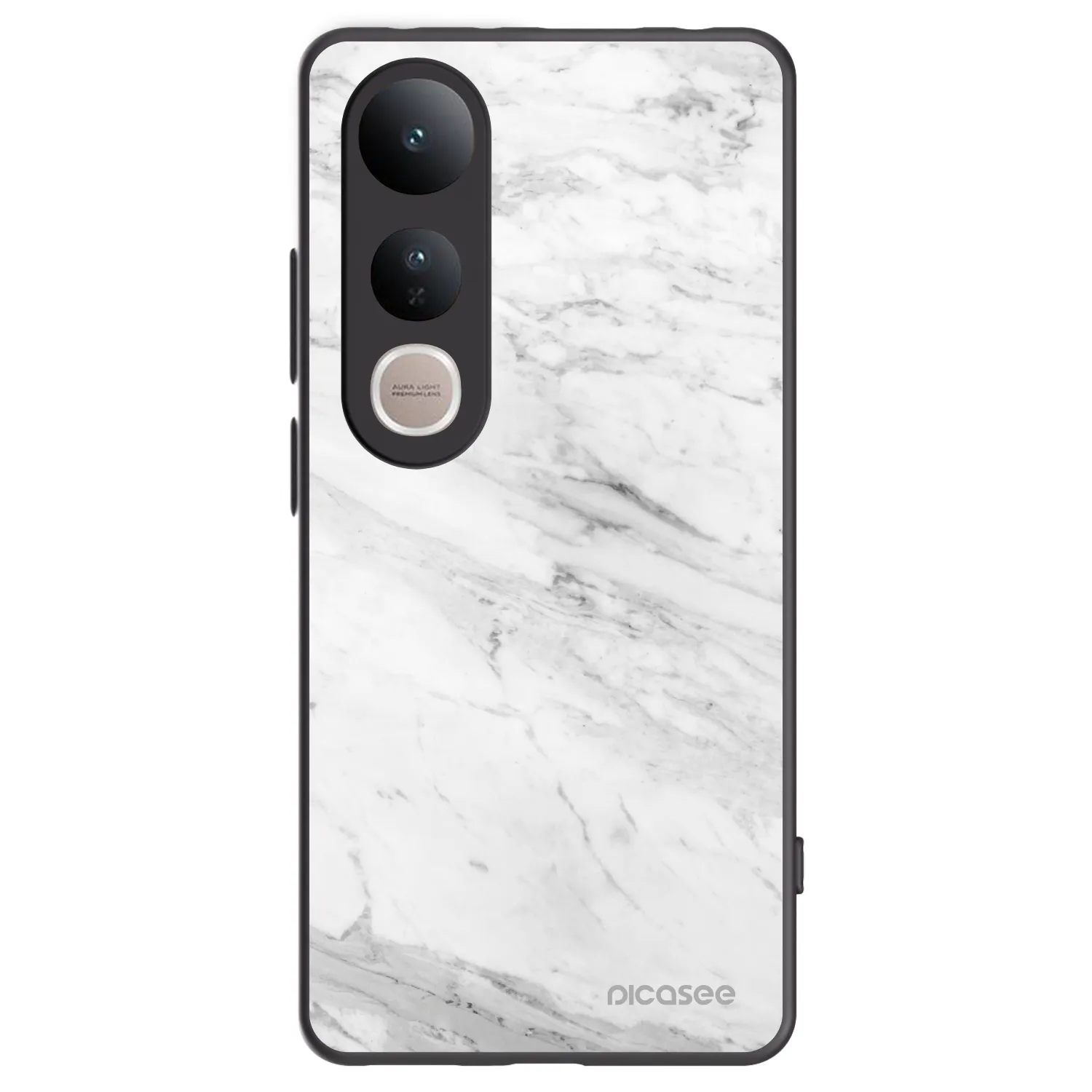 Picasee silikonový černý obal pro Vivo V50 Lite 5G - White marble