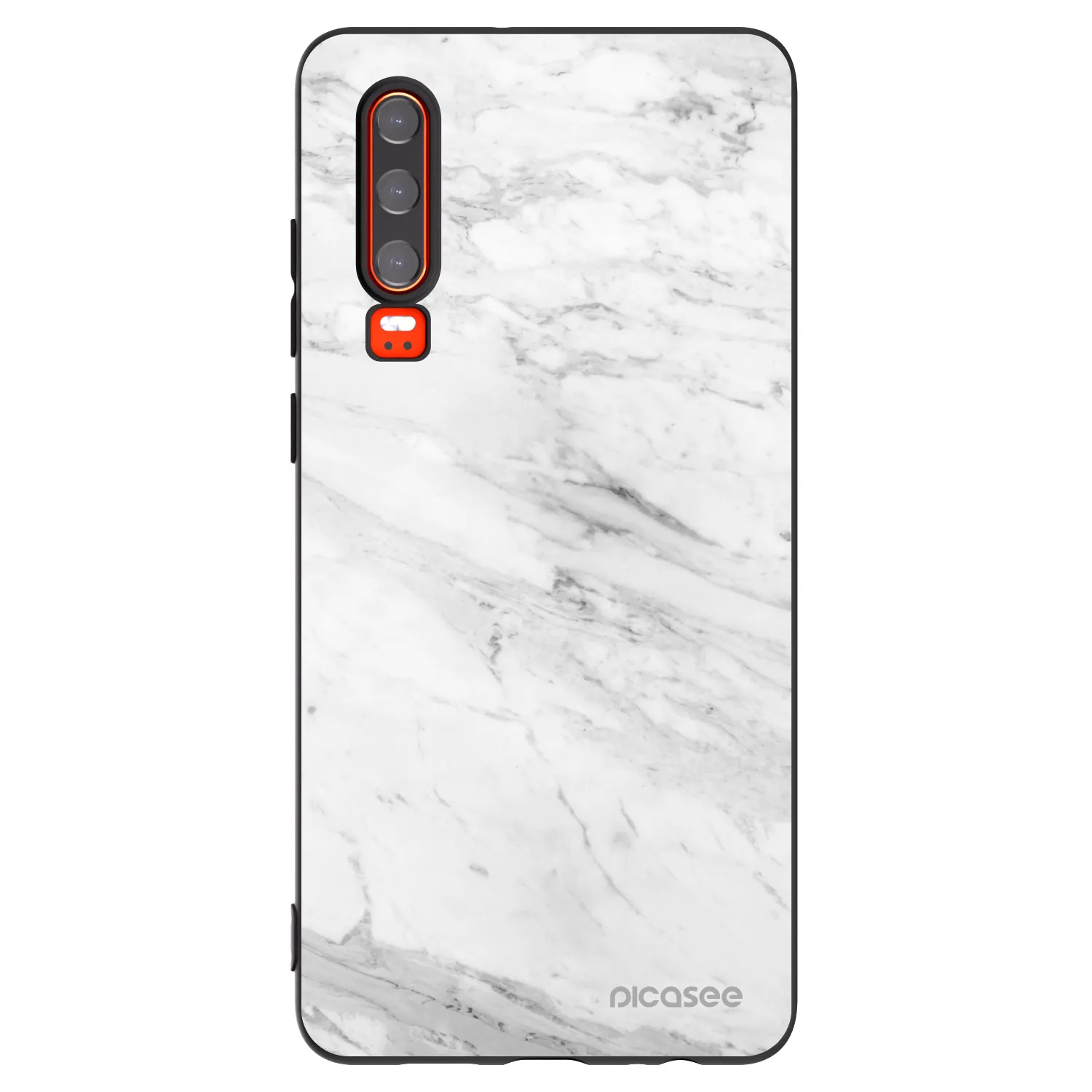 Picasee silikonový černý obal pro Huawei P30 - White marble