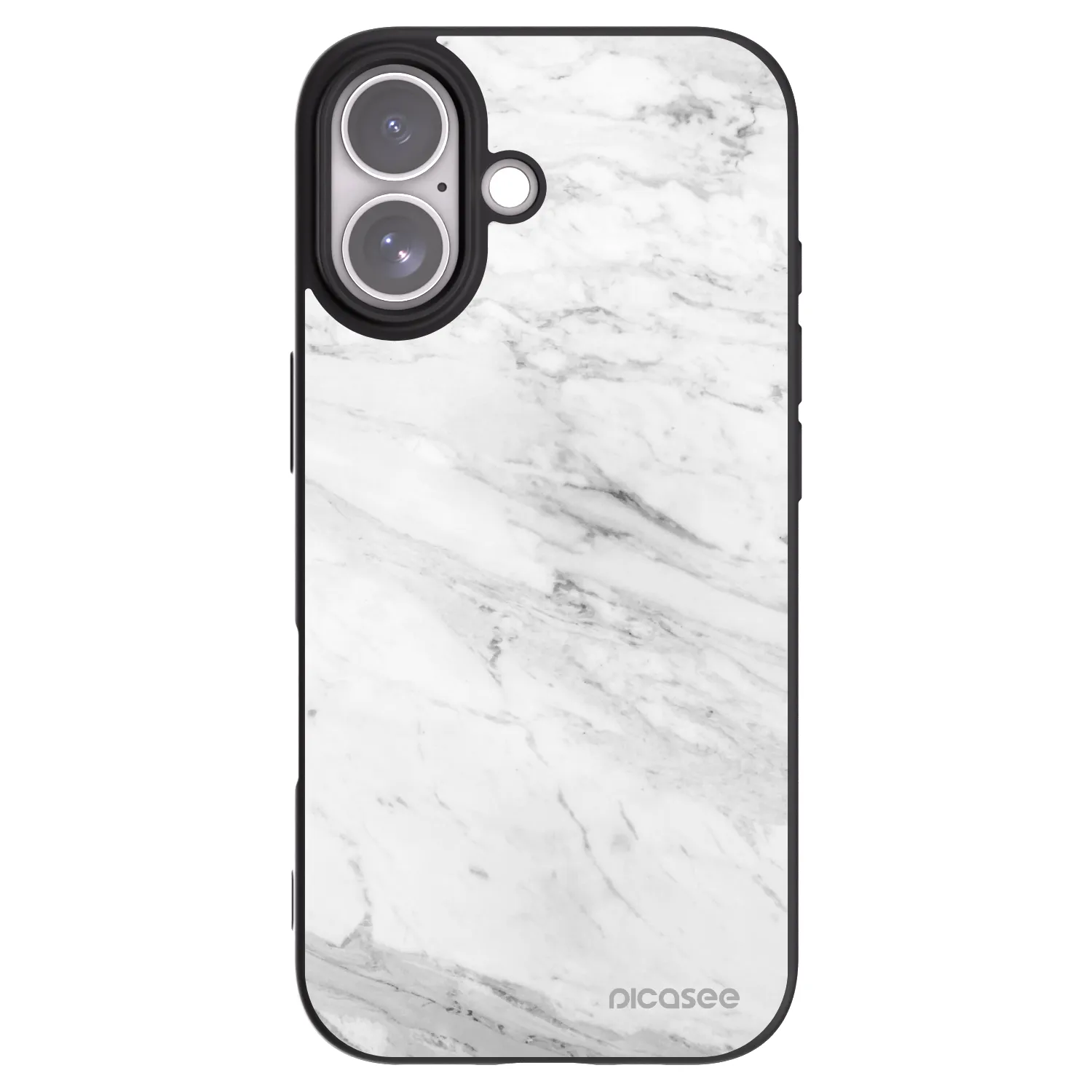 Picasee silikonový černý obal pro Apple iPhone 17 - White marble