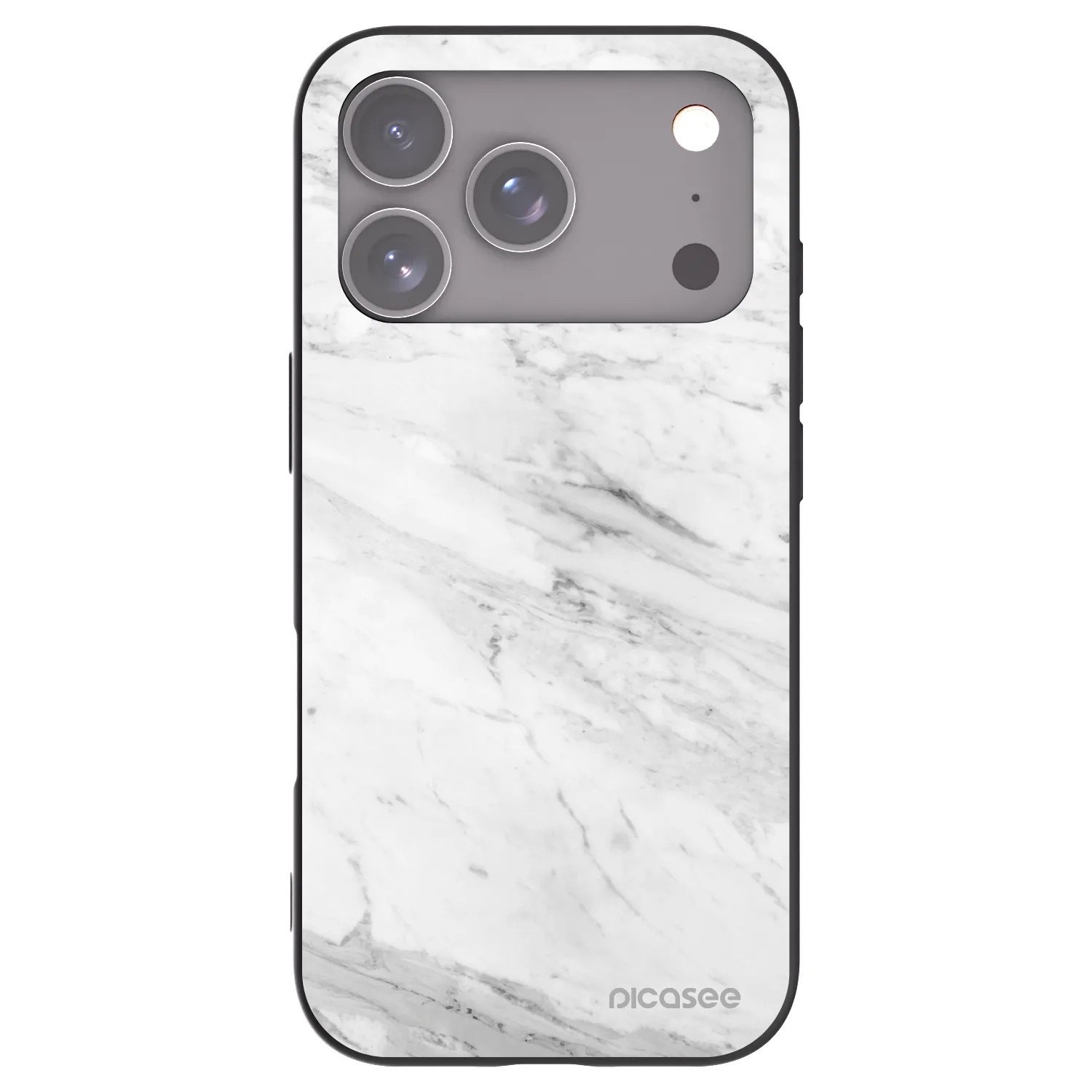 Picasee silikonový černý obal pro Apple iPhone 17 Pro - White marble