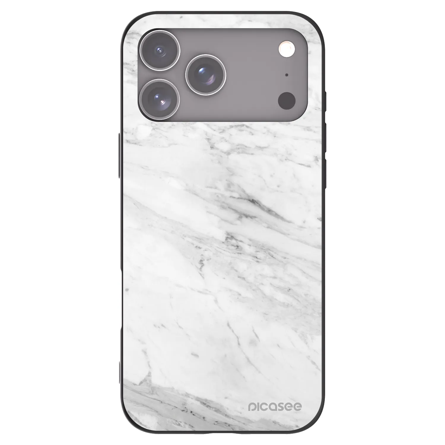 Picasee silikonový černý obal pro Apple iPhone 17 Pro Max - White marble