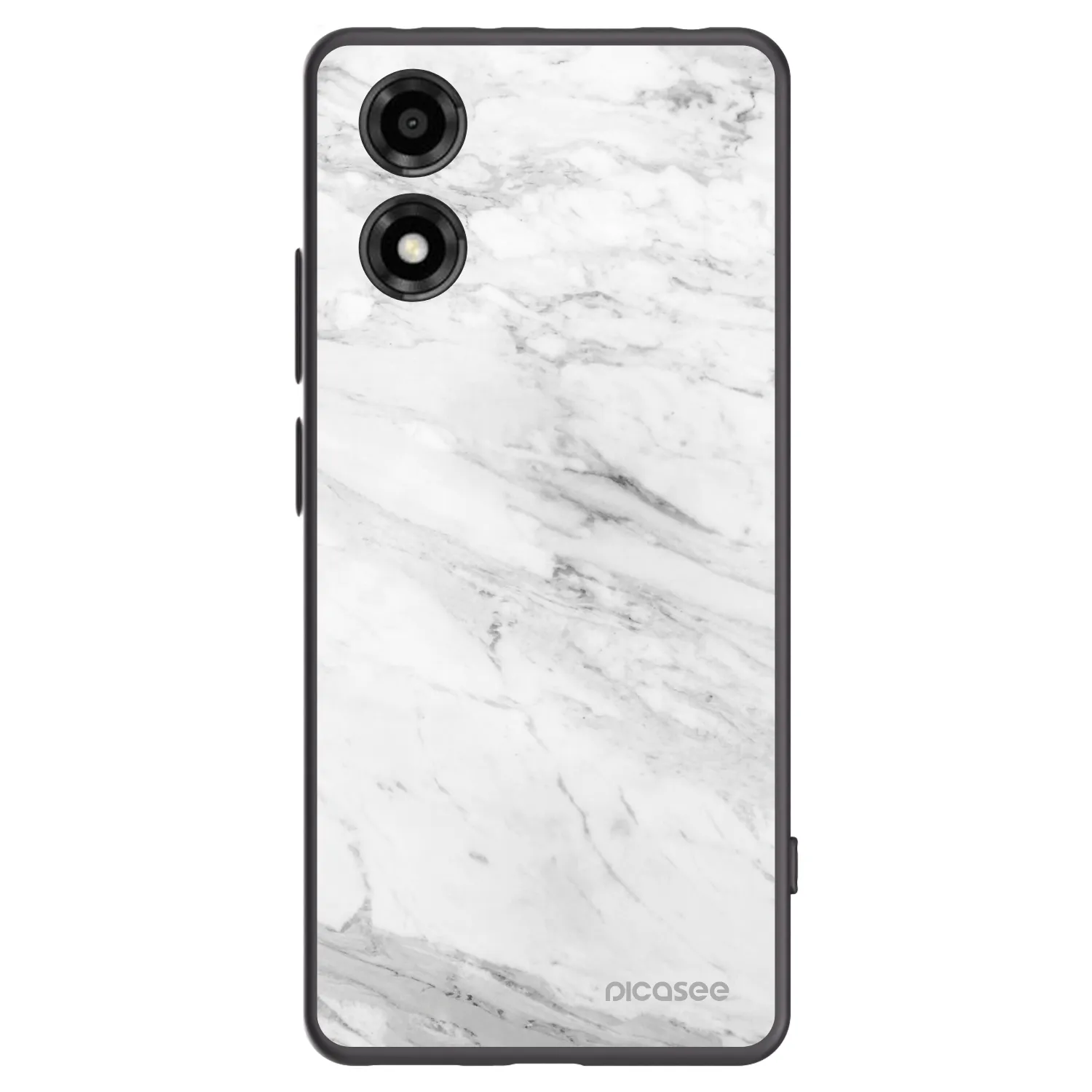 Picasee silikonový černý obal pro Motorola Moto E14 - White marble