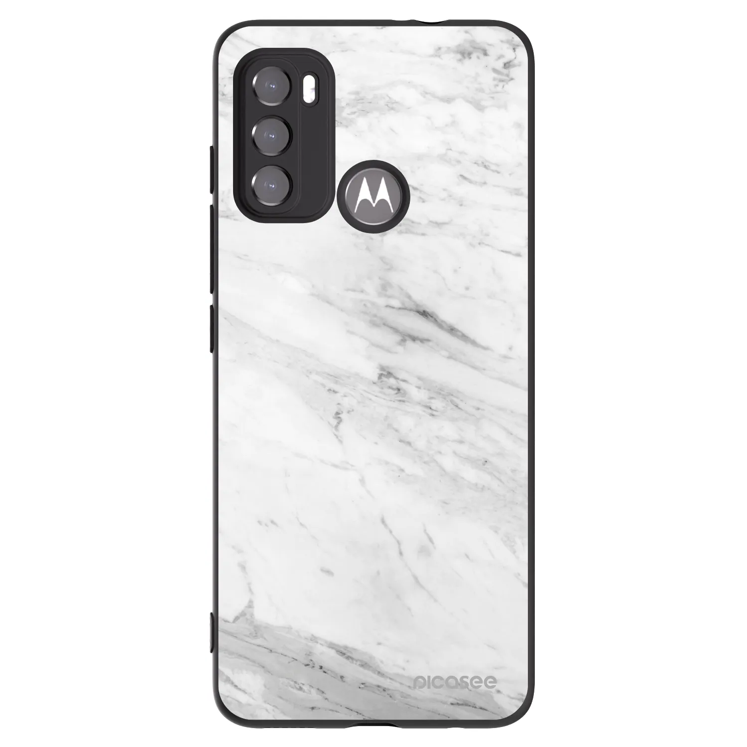 Picasee silikonový černý obal pro Motorola Edge 60 5G - White marble