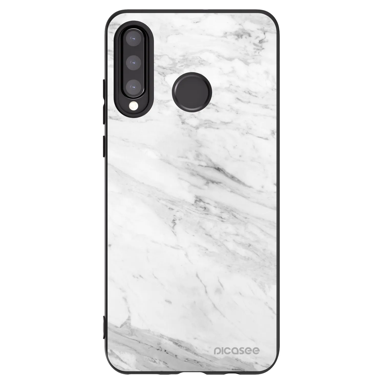 Picasee silikonový černý obal pro Huawei P30 Lite - White marble