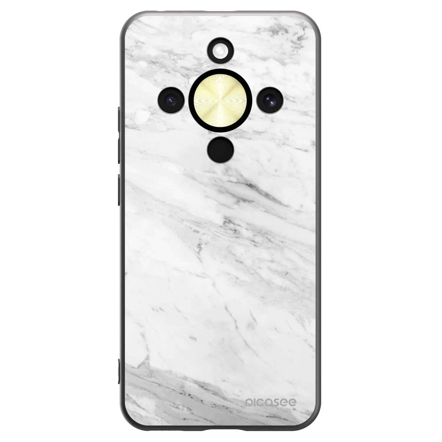 Picasee silikonový černý obal pro Honor Magic8 Lite 5G - White marble