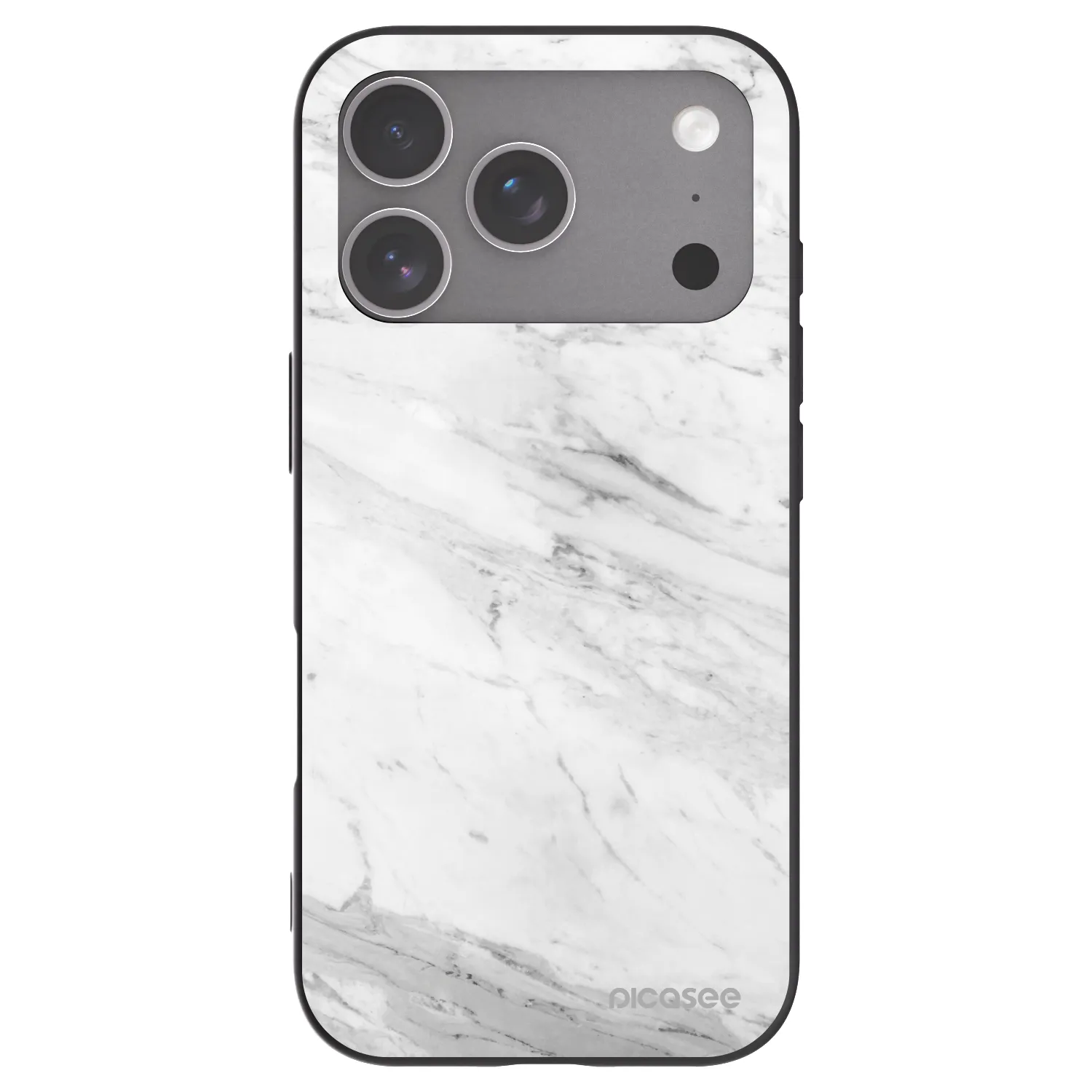 Picasee silikonový černý obal pro Apple iPhone 18 Pro - White marble