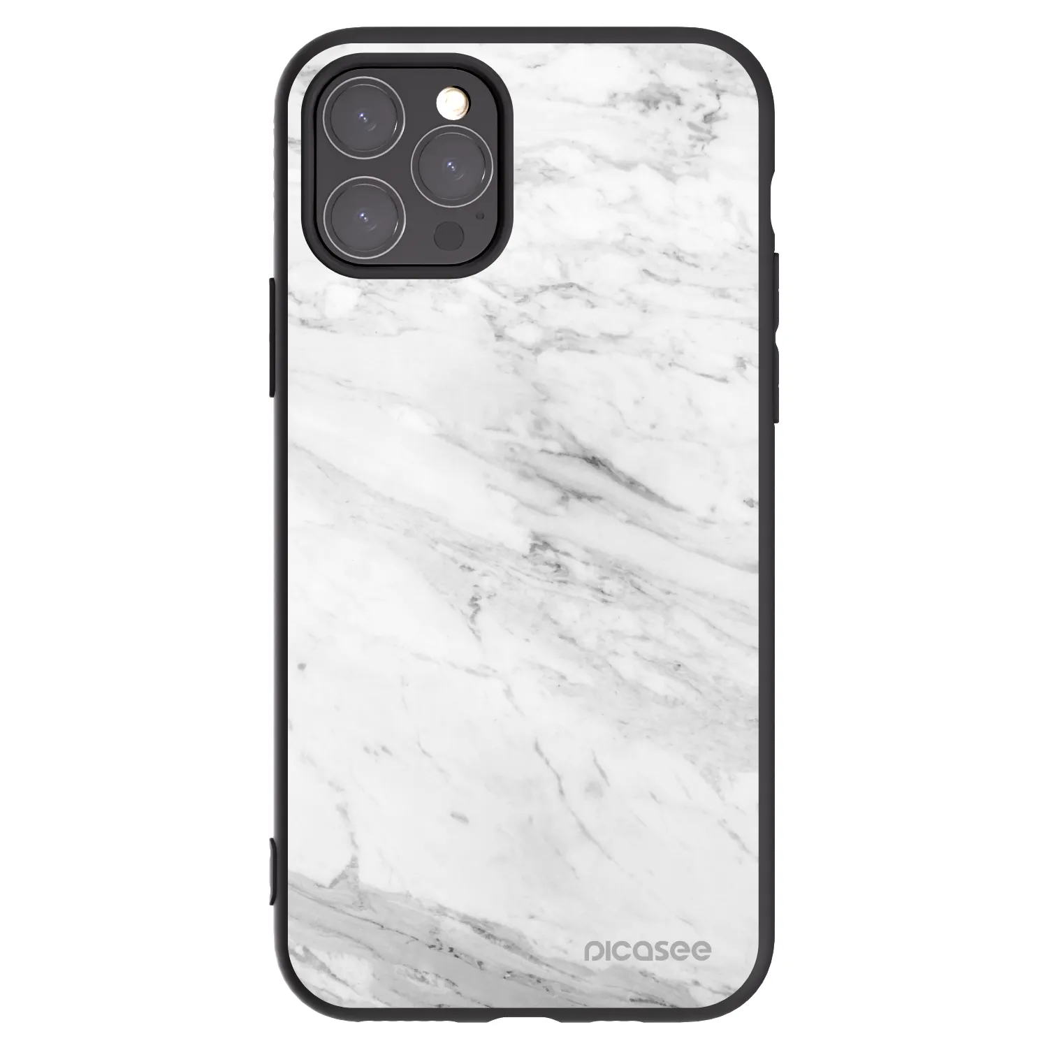 Picasee silikonový černý obal pro Apple iPhone 11 Pro - White marble