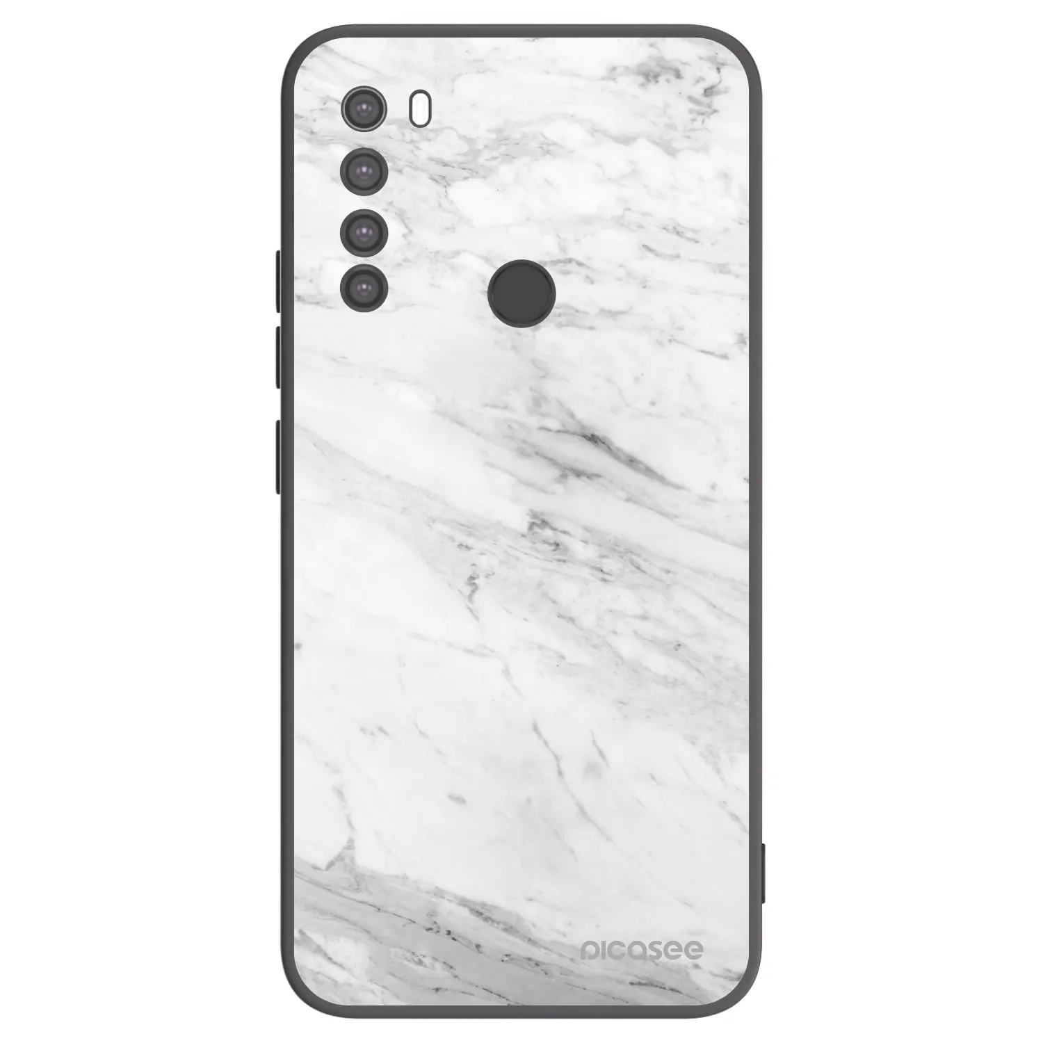 Picasee silikonový černý obal pro Xiaomi Redmi Note 8 - White marble