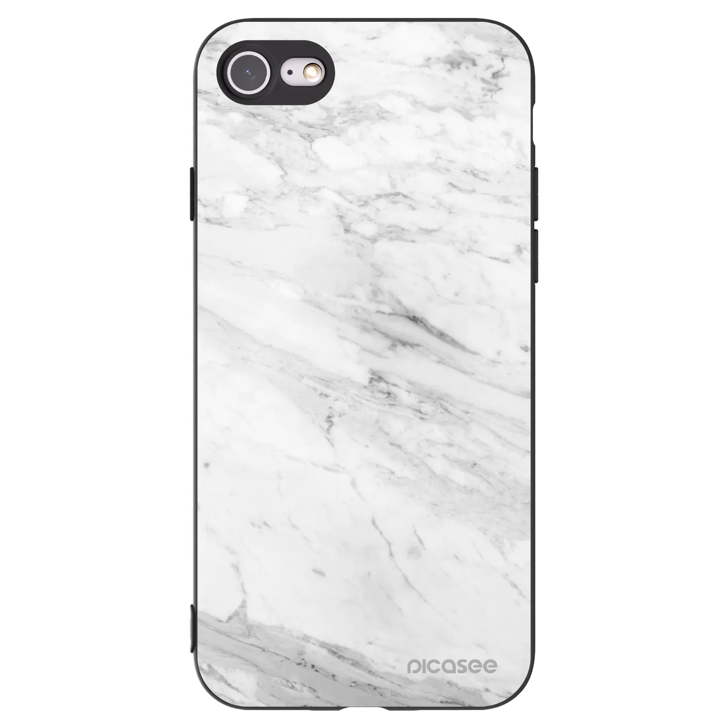 Picasee silikonový černý obal pro Apple iPhone SE 2020 - White marble