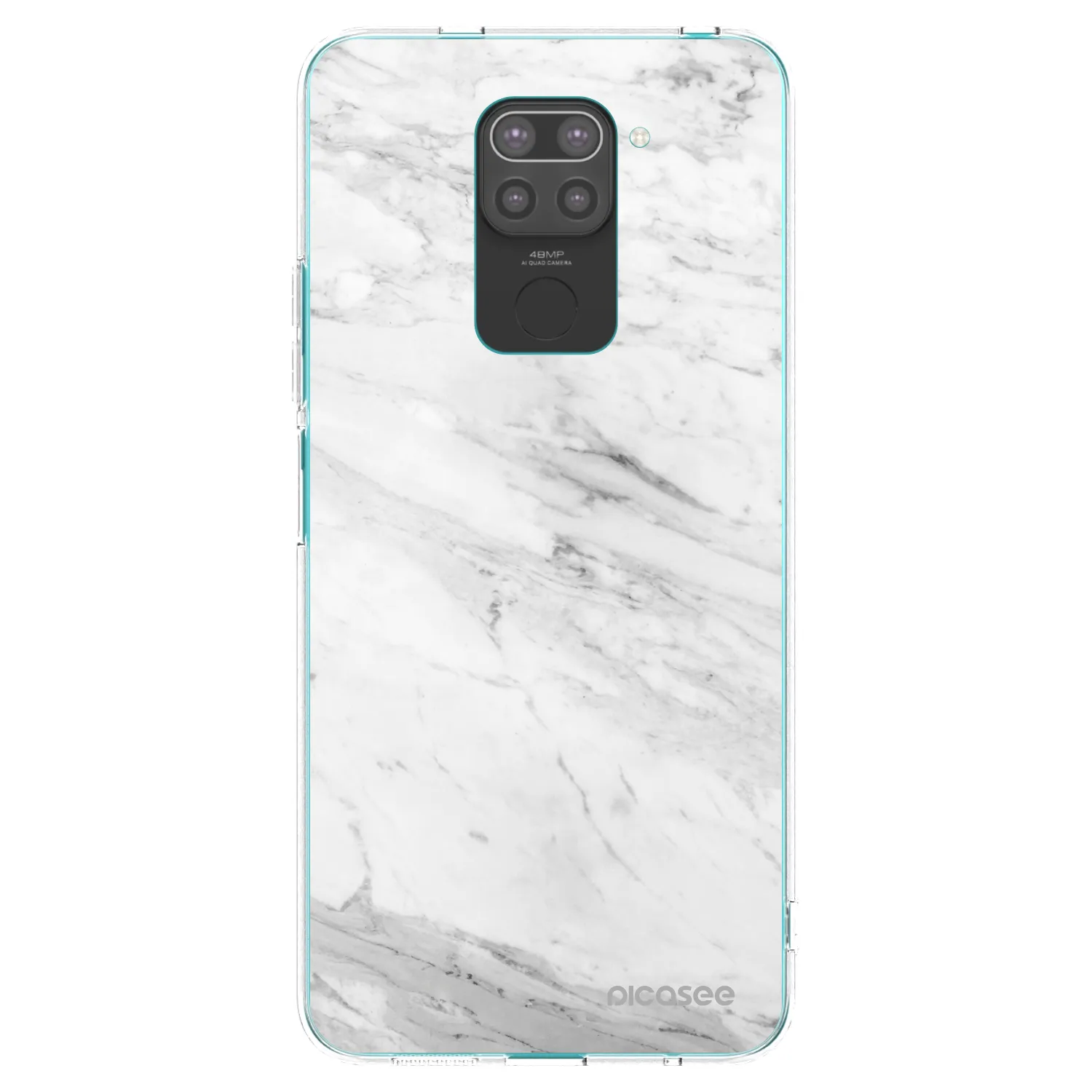 Picasee silikonový černý obal pro Xiaomi Redmi Note 9 - White marble