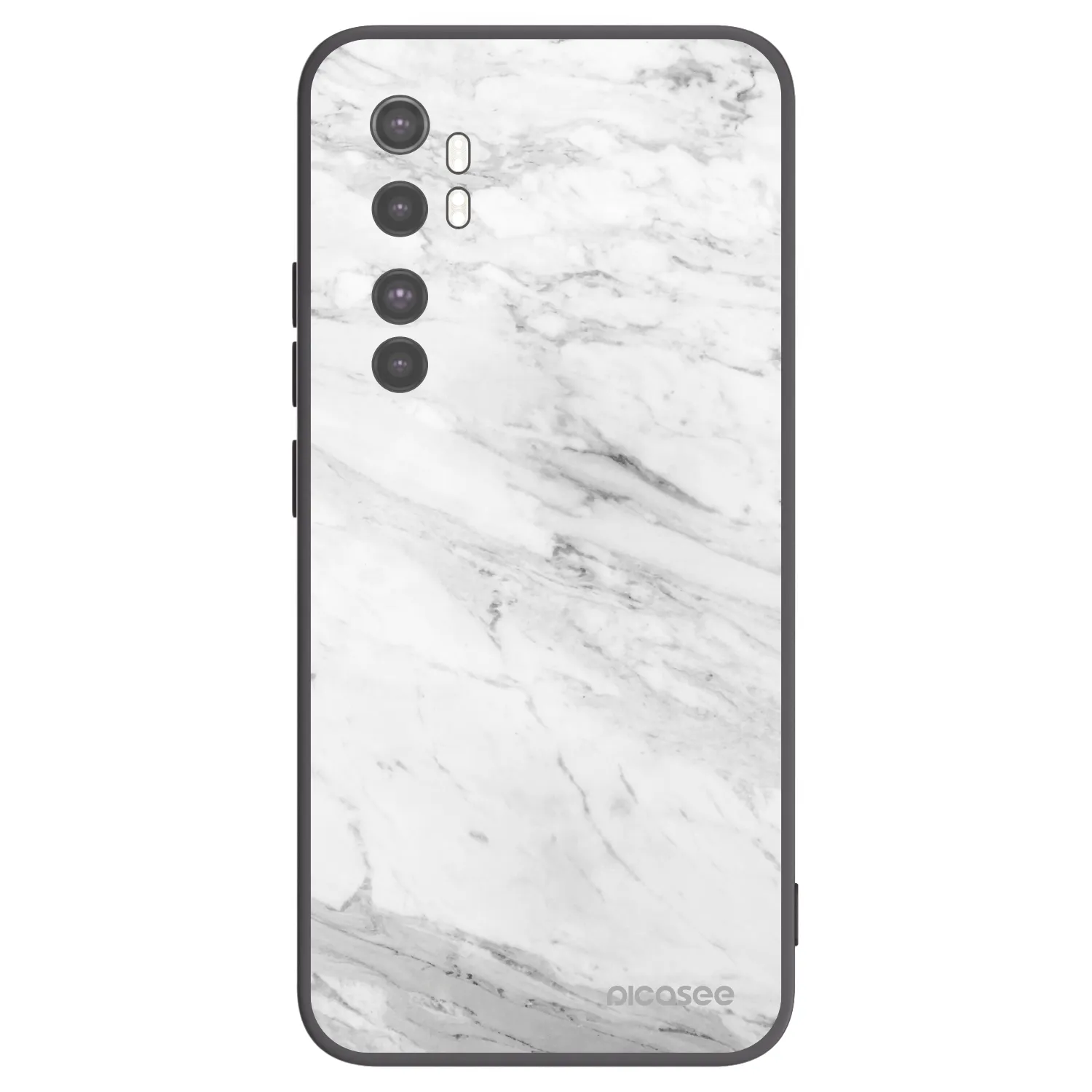 Picasee silikonový černý obal pro Xiaomi Mi Note 10 Lite - White marble
