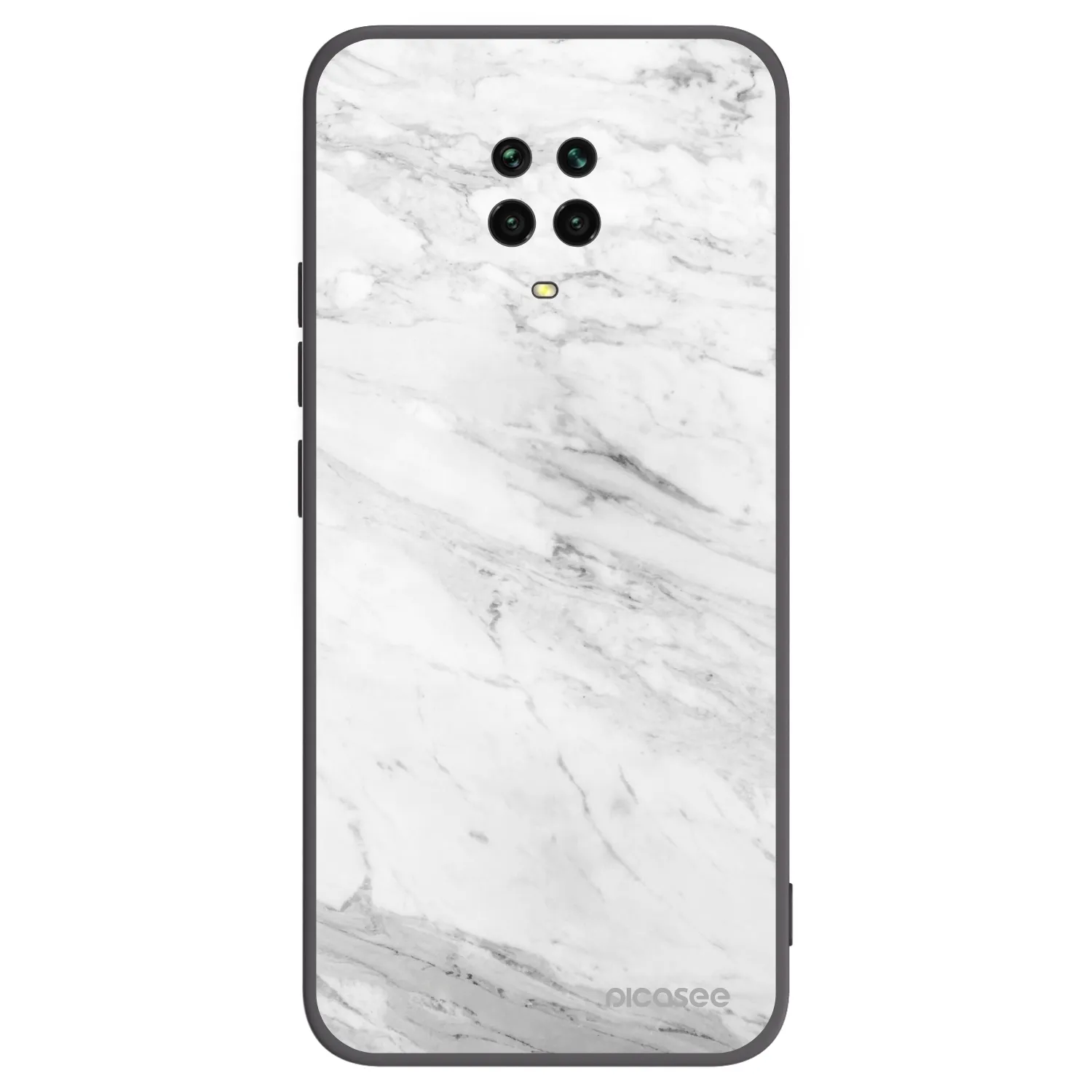 Picasee silikonový černý obal pro Xiaomi Redmi Note 9S - White marble