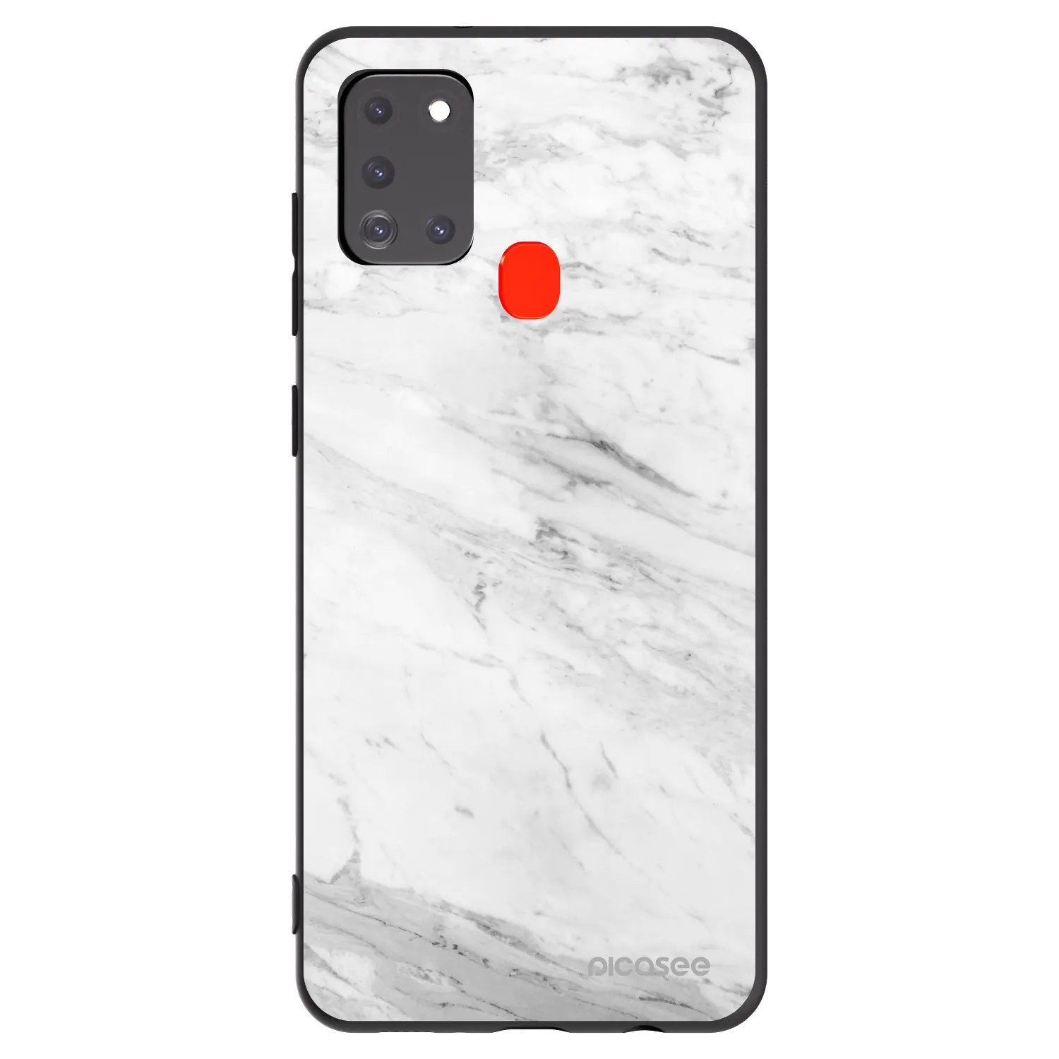Picasee silikonový černý obal pro Samsung Galaxy A21s - White marble