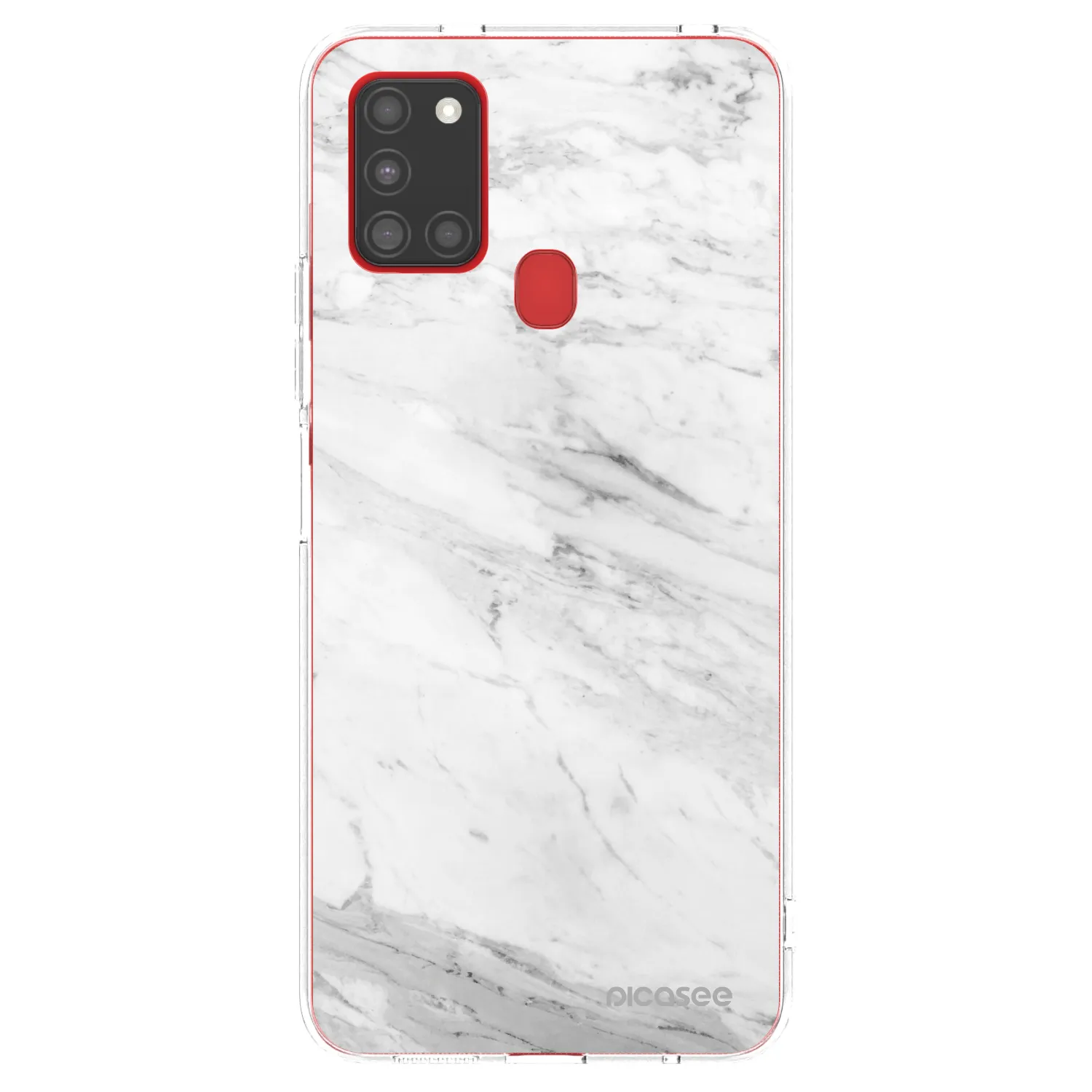 Picasee silikonový průhledný obal pro Samsung Galaxy A21s - White marble