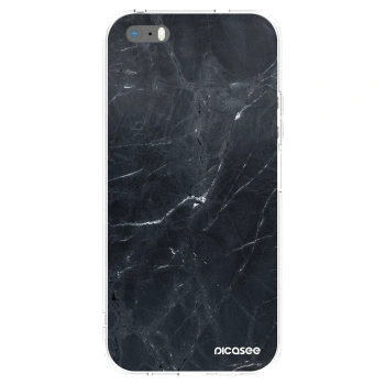 Picasee silikonový průhledný obal pro Apple iPhone 5/5S/SE - Black marble