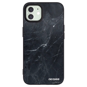 Picasee silikonový černý obal pro Apple iPhone 12 - Black marble