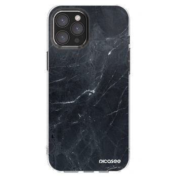 Picasee silikonový průhledný obal pro Apple iPhone 12 Pro Max - Black marble