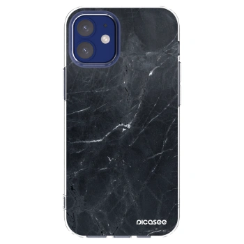 Picasee silikonový průhledný obal pro Apple iPhone 12 mini - Black marble