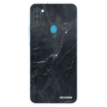 Picasee silikonový průhledný obal pro Samsung Galaxy M11 - Black marble