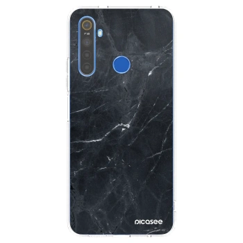 Picasee silikonový průhledný obal pro Realme 5 - Black marble