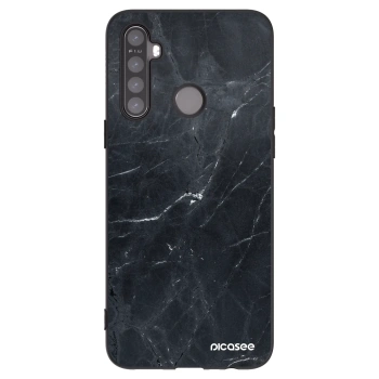 Picasee silikonový černý obal pro Realme 5 - Black marble
