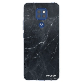 Picasee silikonový průhledný obal pro Motorola Moto G9 Play - Black marble