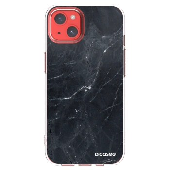 Picasee silikonový průhledný obal pro Apple iPhone 13 - Black marble
