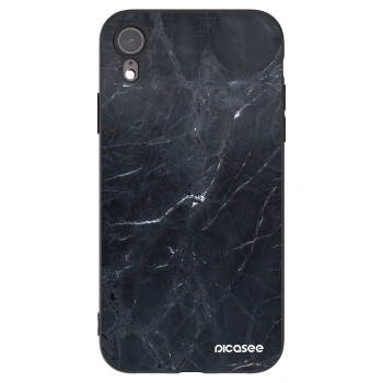 Picasee silikonový černý obal pro Apple iPhone XR - Black marble