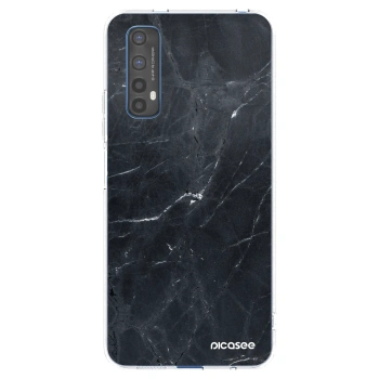 Picasee silikonový průhledný obal pro Realme 7 - Black marble
