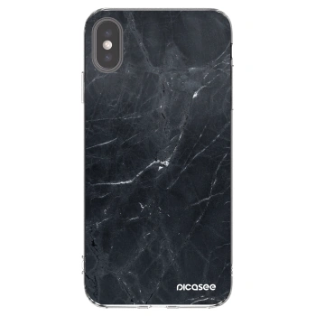 Picasee silikonový průhledný obal pro Apple iPhone XS Max - Black marble