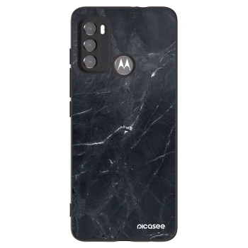 Picasee silikonový černý obal pro Motorola Moto G60 - Black marble