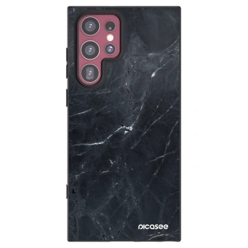 Picasee silikonový černý obal pro Samsung Galaxy S22 Ultra 5G - Black marble