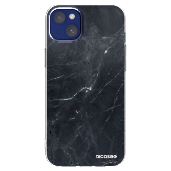Picasee silikonový průhledný obal pro Apple iPhone 14 Plus - Black marble