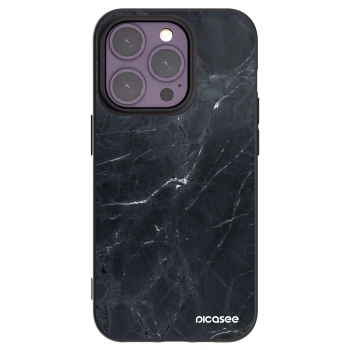 Picasee silikonový černý obal pro Apple iPhone 14 Pro - Black marble
