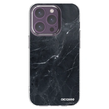 Picasee silikonový průhledný obal pro Apple iPhone 14 Pro - Black marble
