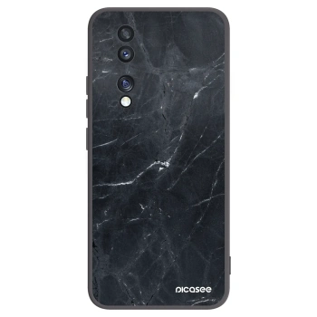 Picasee silikonový černý obal pro Honor 70 - Black marble