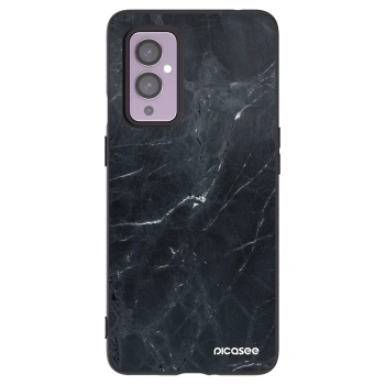 Picasee silikonový černý obal pro OnePlus 9 - Black marble