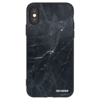 Picasee silikonový černý obal pro Apple iPhone X/XS - Black marble