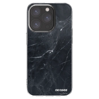 Picasee silikonový průhledný obal pro Apple iPhone 15 Pro - Black marble