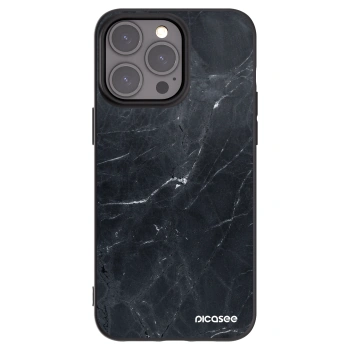 Picasee silikonový černý obal pro Apple iPhone 15 Pro Max - Black marble
