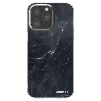 Picasee silikonový průhledný obal pro Apple iPhone 15 Pro Max - Black marble