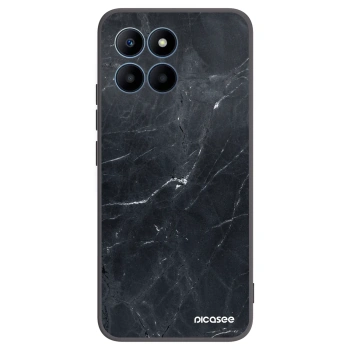 Picasee silikonový černý obal pro Honor 70 Lite - Black marble