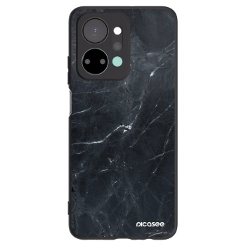 Picasee silikonový černý obal pro Honor X7a - Black marble