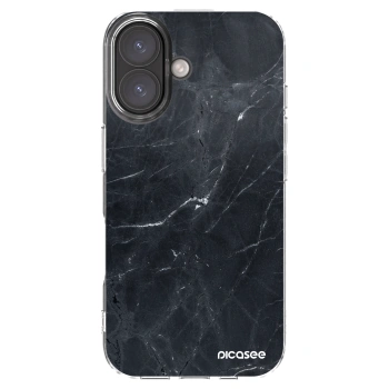 Picasee silikonový průhledný obal pro Apple iPhone 16 - Black marble
