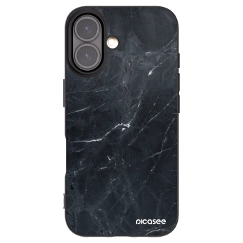 Picasee silikonový černý obal pro Apple iPhone 16 - Black marble