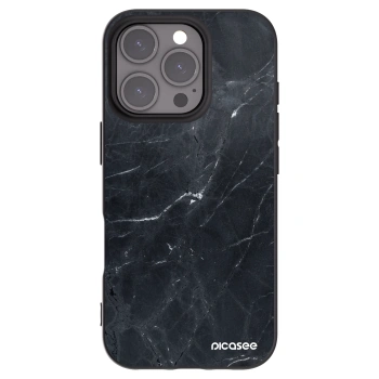 Picasee silikonový černý obal pro Apple iPhone 16 Pro - Black marble