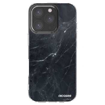 Picasee silikonový průhledný obal pro Apple iPhone 16 Pro - Black marble
