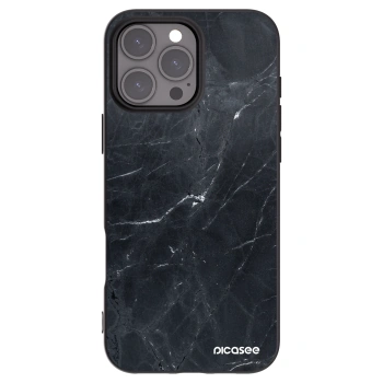 Picasee silikonový černý obal pro Apple iPhone 16 Pro Max - Black marble